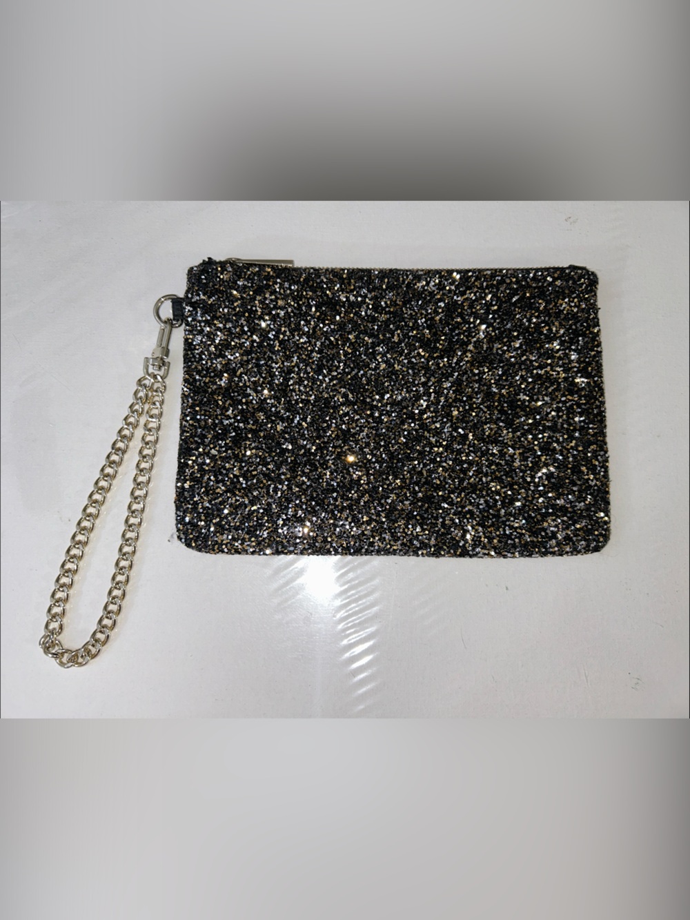 Express Glitter Clutch Wristlet - Black & Gold Sparkle